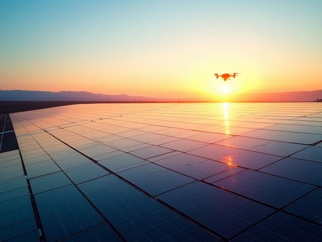 청정에너지 풍경 속의 태양광 패널